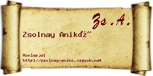 Zsolnay Anikó névjegykártya
