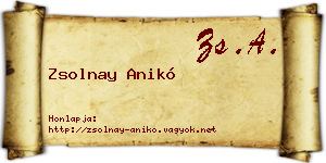 Zsolnay Anikó névjegykártya